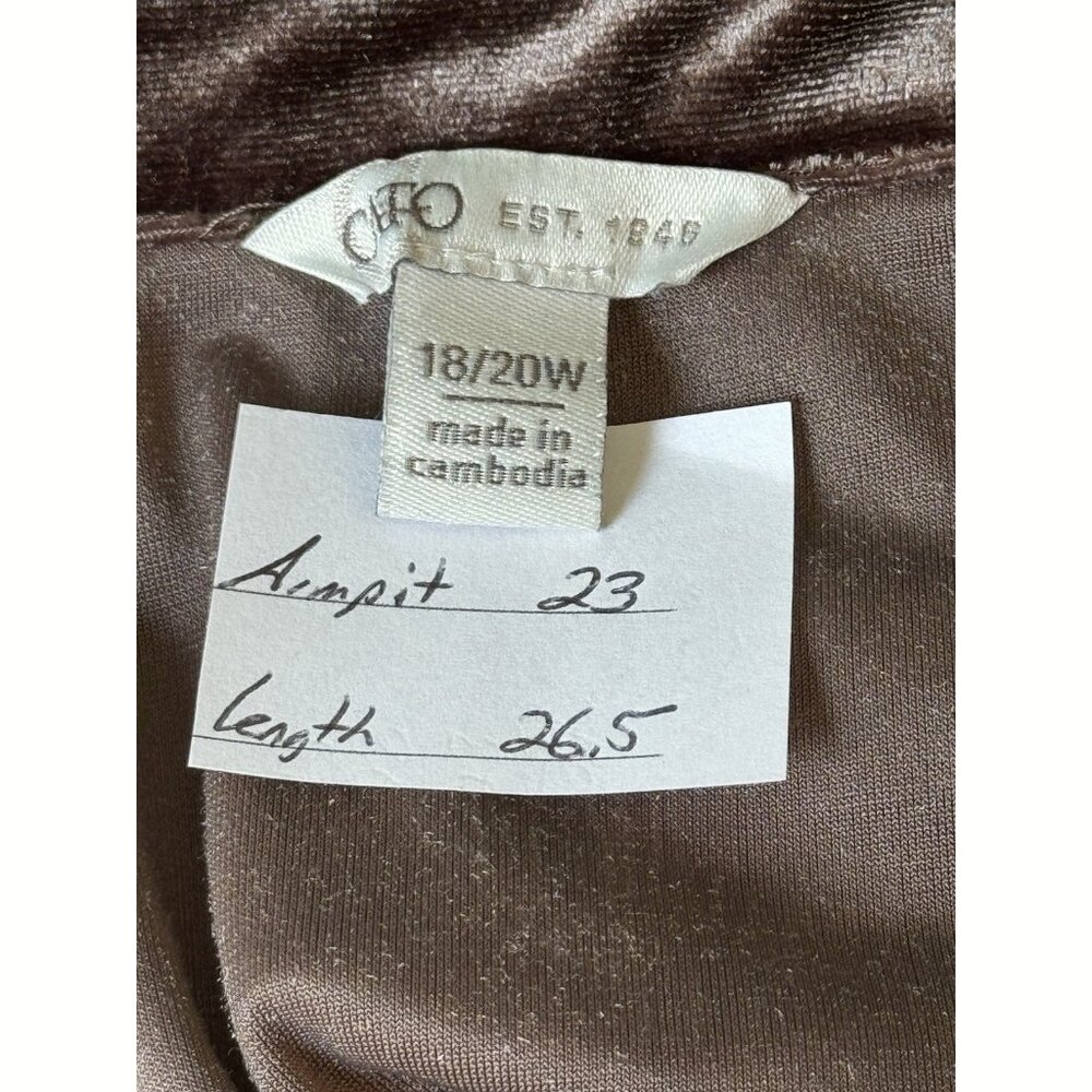 Cato Brown Velvet Ruched Button Down Top Women’s 18/20W Holiday Party Glam Chic - Picture 2 of 10